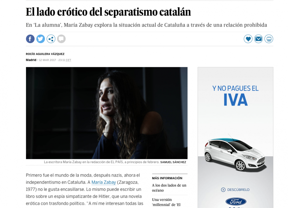 Críticas literarias. La Alumna en El País